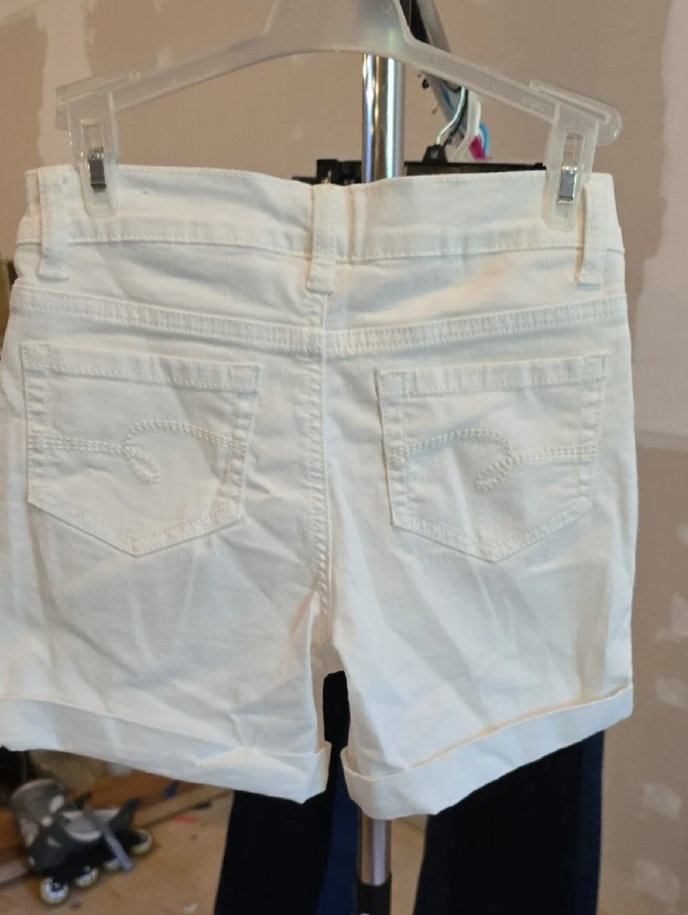 Justice White Girls' Jeans with Branded Silver Buttons Size 12